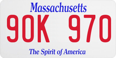 MA license plate 9OK970