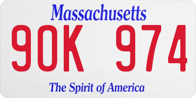 MA license plate 9OK974