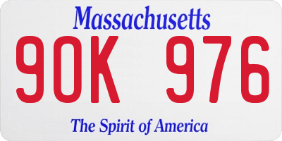 MA license plate 9OK976