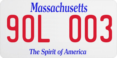 MA license plate 9OL003