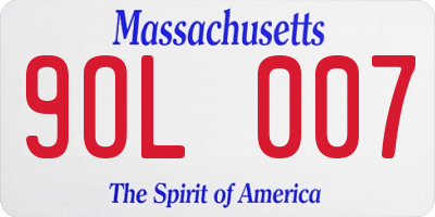 MA license plate 9OL007