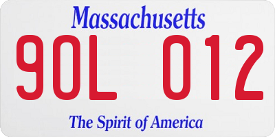 MA license plate 9OL012