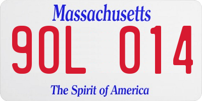 MA license plate 9OL014