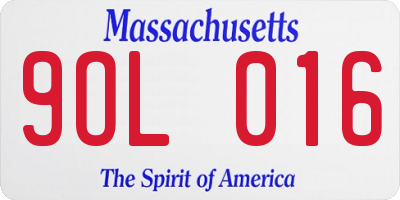 MA license plate 9OL016
