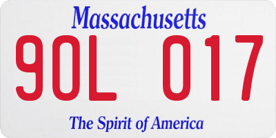 MA license plate 9OL017