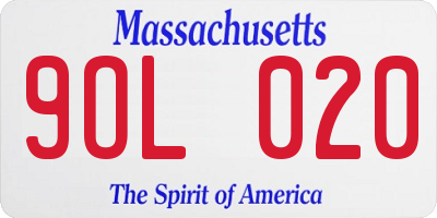 MA license plate 9OL020