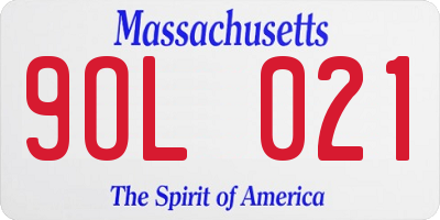 MA license plate 9OL021