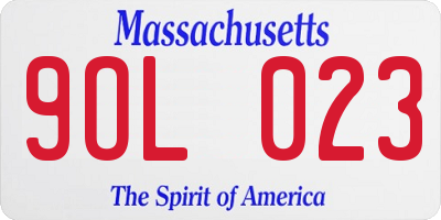 MA license plate 9OL023