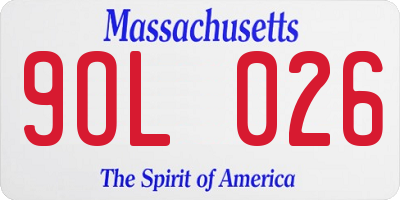 MA license plate 9OL026