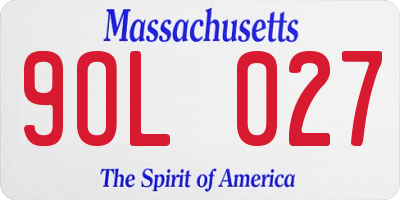 MA license plate 9OL027