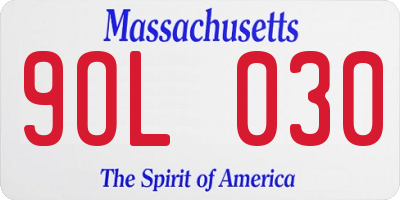 MA license plate 9OL030
