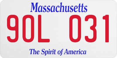 MA license plate 9OL031