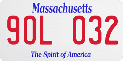 MA license plate 9OL032