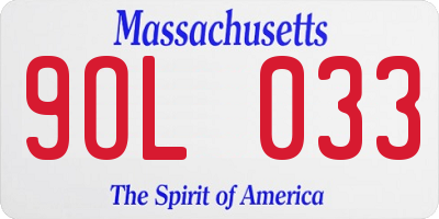 MA license plate 9OL033