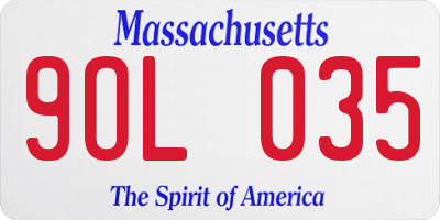MA license plate 9OL035