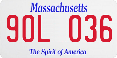MA license plate 9OL036