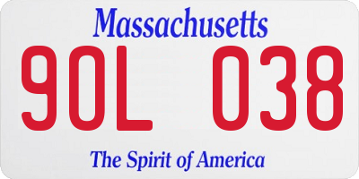 MA license plate 9OL038