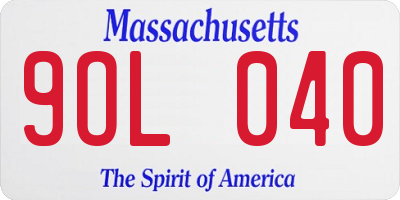 MA license plate 9OL040
