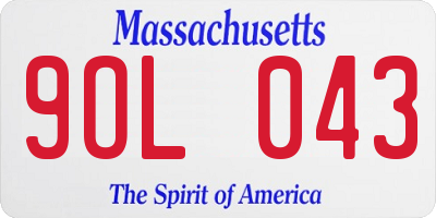 MA license plate 9OL043
