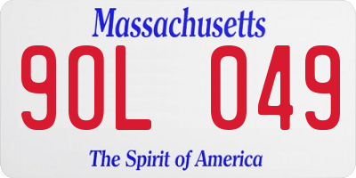 MA license plate 9OL049