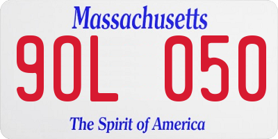 MA license plate 9OL050