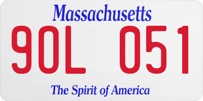 MA license plate 9OL051