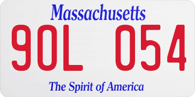 MA license plate 9OL054