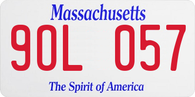 MA license plate 9OL057