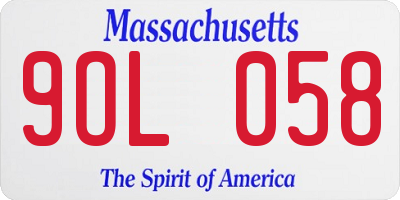 MA license plate 9OL058