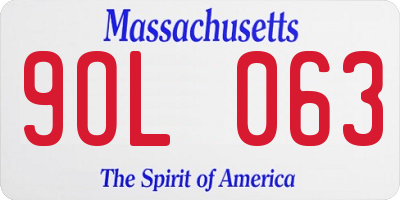 MA license plate 9OL063