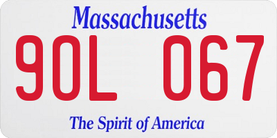 MA license plate 9OL067
