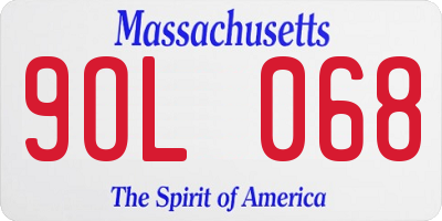 MA license plate 9OL068