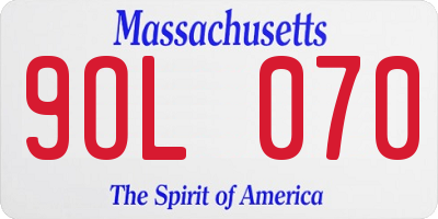 MA license plate 9OL070