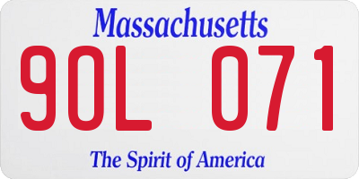 MA license plate 9OL071