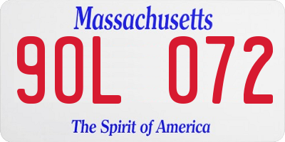 MA license plate 9OL072