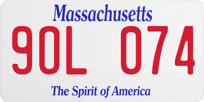 MA license plate 9OL074