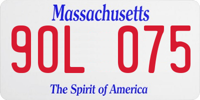 MA license plate 9OL075