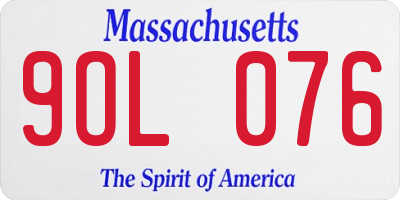 MA license plate 9OL076