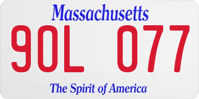 MA license plate 9OL077