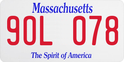 MA license plate 9OL078