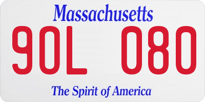 MA license plate 9OL080