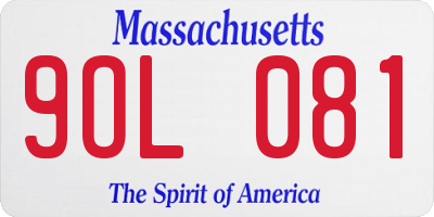 MA license plate 9OL081