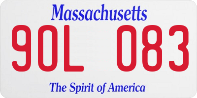 MA license plate 9OL083