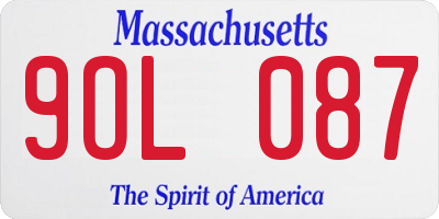 MA license plate 9OL087