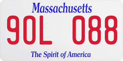 MA license plate 9OL088