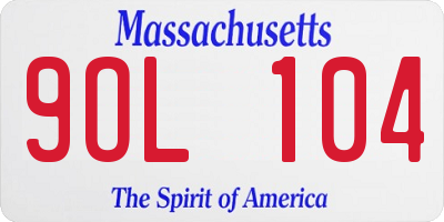 MA license plate 9OL104