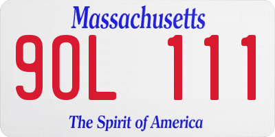 MA license plate 9OL111