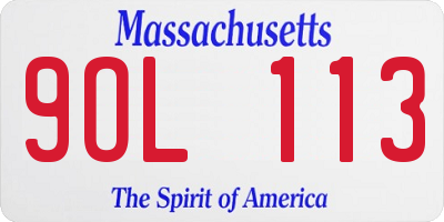 MA license plate 9OL113