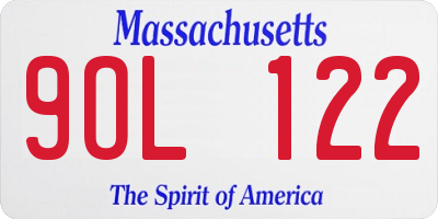 MA license plate 9OL122