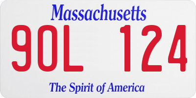 MA license plate 9OL124